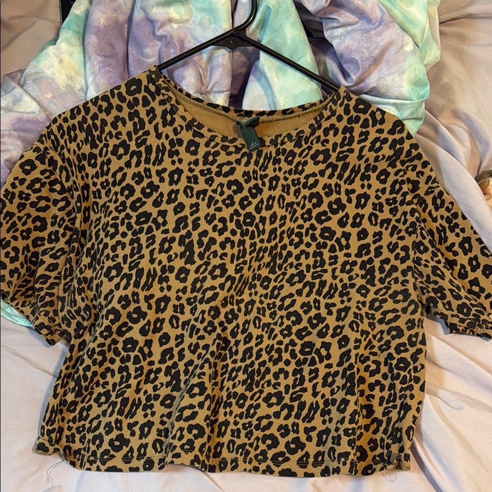 Wild Fable Brown Black Boxy Crop Blouse